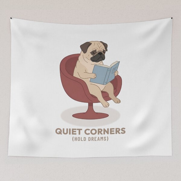 Item preview, Cozy Pug Reading Book Vintage Aesthetic designed and sold by COZY VINTAGE animal.