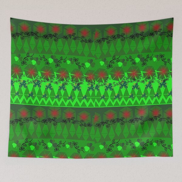 Item preview, Green Geometric Damask and Vine Pattern designed and sold by MTNADJE.
