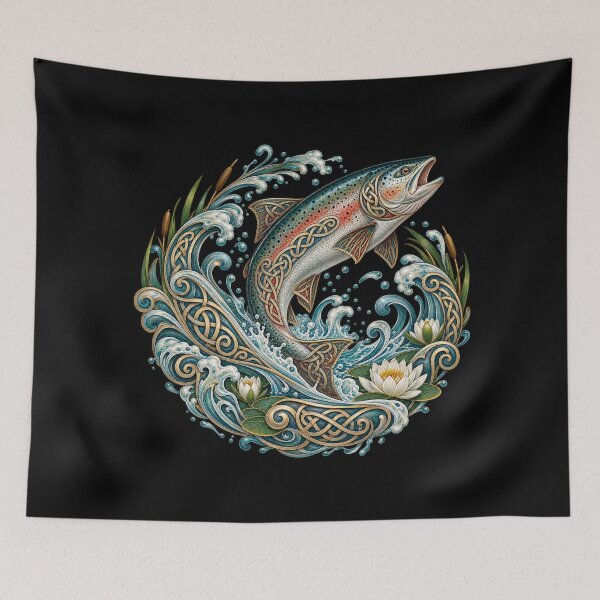 Item preview, Celtic salmon in the river's meanders designed and sold by lAnJefurtifeu.