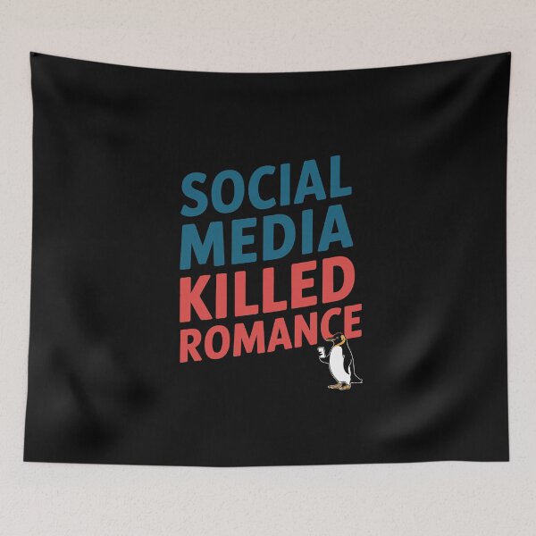 Item preview, Social Media Killed Romance Funny Penguin Relationship Gift designed and sold by SkymarArt.
