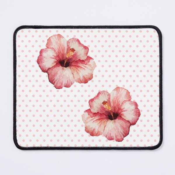 Item preview, Pink Hibiscus Flowers On a Polka Dot Pattern designed and sold by faithinkindness.
