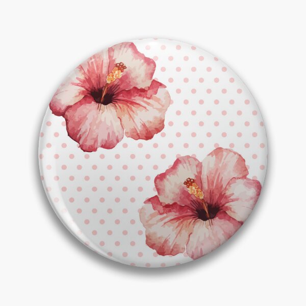 Item preview, Pink Hibiscus Flowers On a Polka Dot Pattern designed and sold by faithinkindness.