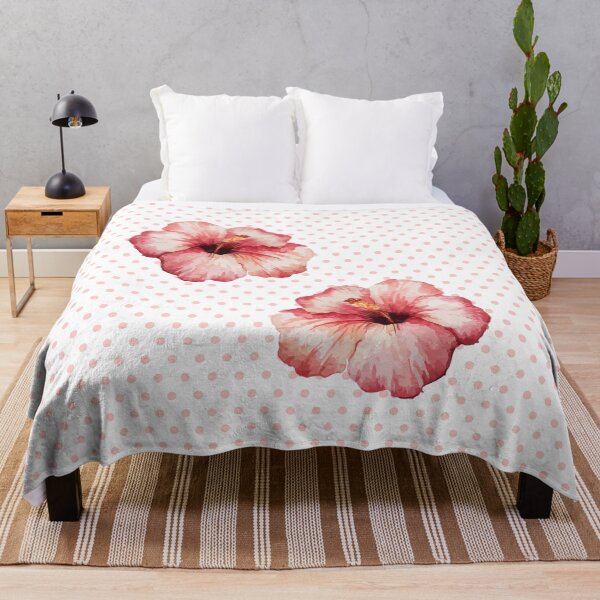 Item preview, Pink Hibiscus Flowers On a Polka Dot Pattern designed and sold by faithinkindness.