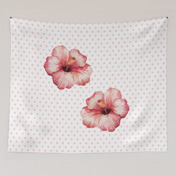 Item preview, Pink Hibiscus Flowers On a Polka Dot Pattern designed and sold by faithinkindness.