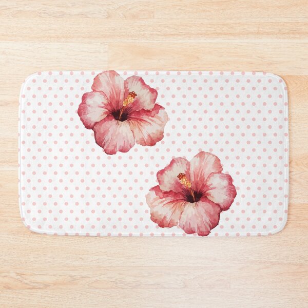 Item preview, Pink Hibiscus Flowers On a Polka Dot Pattern designed and sold by faithinkindness.