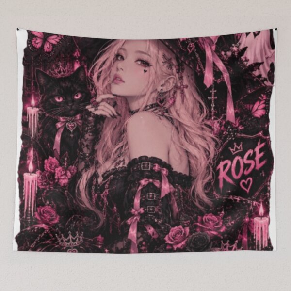 Item preview, Rosé Halloween Anime Witch – Pink Gothic K-Pop Fan Art designed and sold by storeAC.