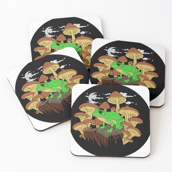 Item preview, Mushroom Frog Under the Moon Black Background designed and sold by Silverwolf144.