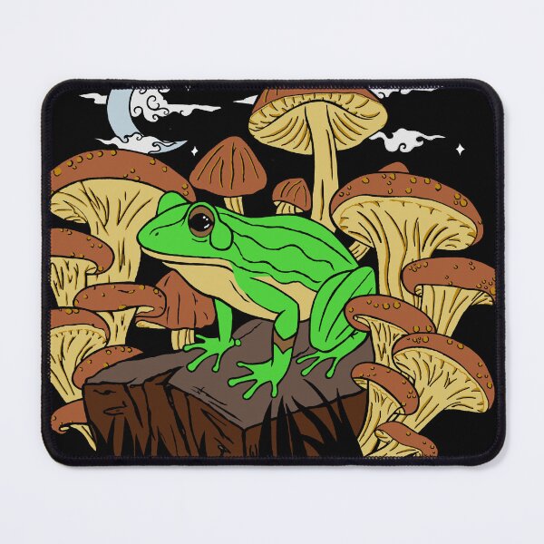 Item preview, Mushroom Frog Under the Moon Black Background designed and sold by Silverwolf144.