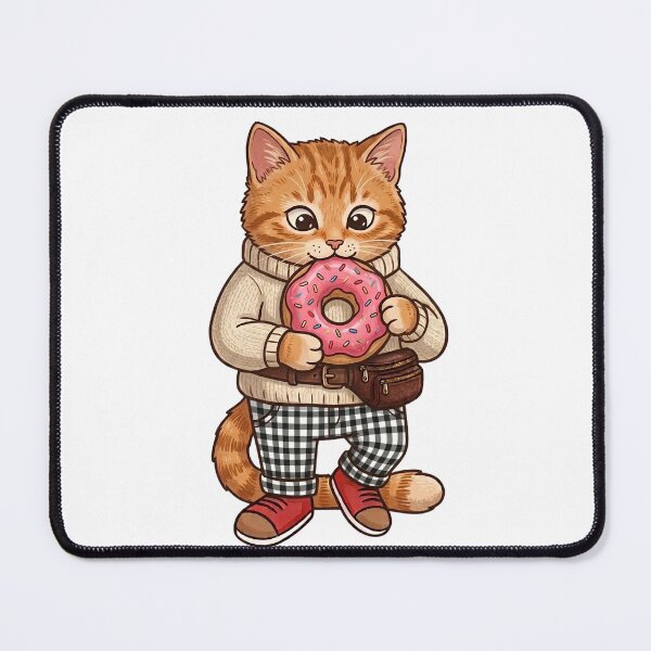 Item preview, Stylish Cozy Ginger Cat with a Donut by PanaluPrint designed and sold by PanaluPrint .
