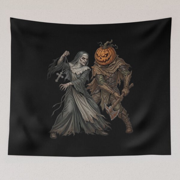Item preview, Horror nun vs. horror pumpkin designed and sold by ReneMM.