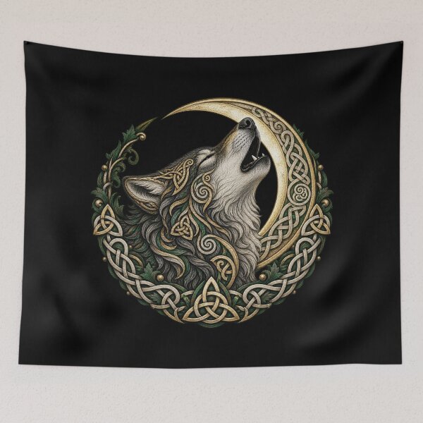 Item preview, Celtic wolf howling under the moon designed and sold by lAnJefurtifeu.