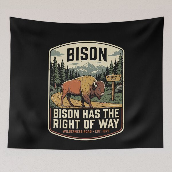 Item preview, Bison Has The Right Of Way Vintage Yellowstone National Park designed and sold by VinsendDraconi.