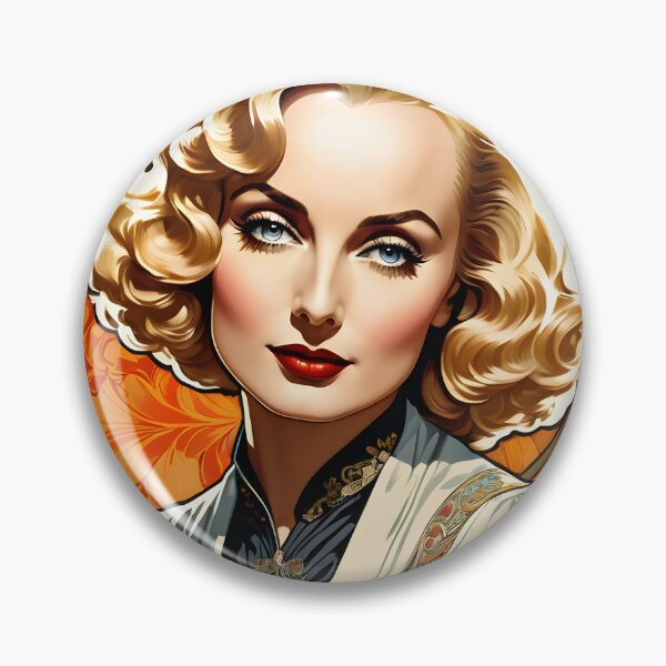Item preview, Carole Lombard - Oblique Ink and Floral #24004 - Hollywood Legends Art Nouveau Illustration designed and sold by centuryretromedia.