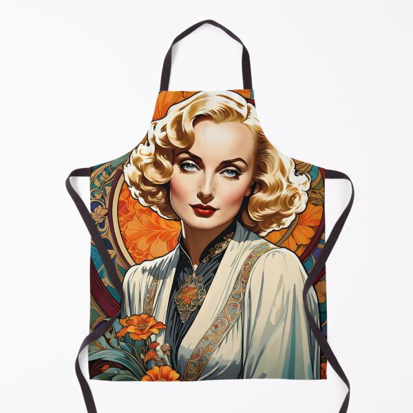 Item preview, Carole Lombard - Oblique Ink and Floral #24004 - Hollywood Legends Art Nouveau Illustration designed and sold by centuryretromedia.