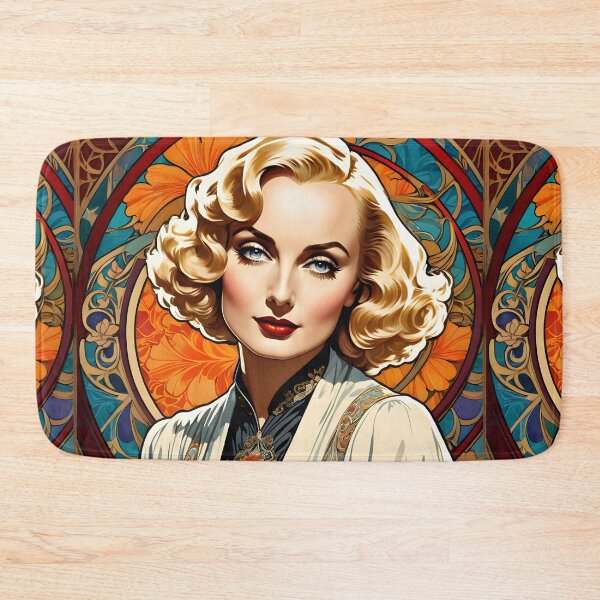 Item preview, Carole Lombard - Oblique Ink and Floral #24004 - Hollywood Legends Art Nouveau Illustration designed and sold by centuryretromedia.