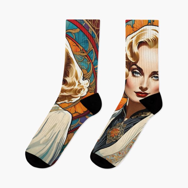 Item preview, Carole Lombard - Oblique Ink and Floral #24004 - Hollywood Legends Art Nouveau Illustration designed and sold by centuryretromedia.