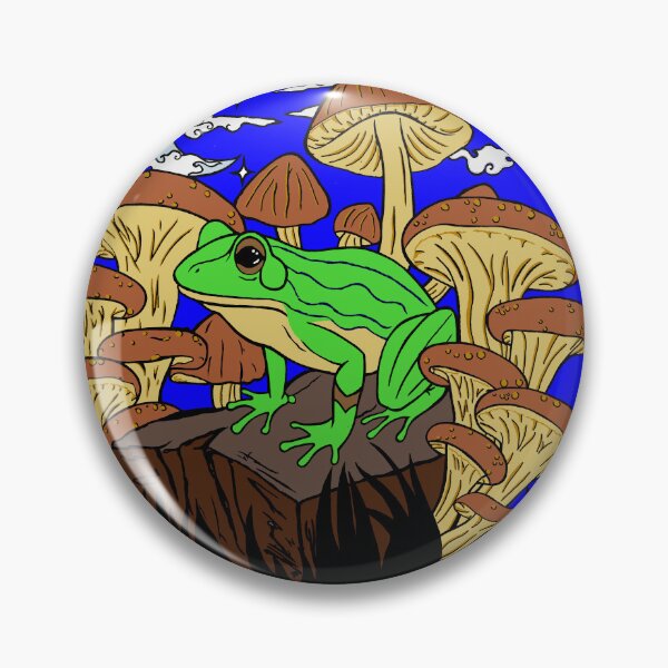 Item preview, Mushroom Frog Under the Moon Blue Background designed and sold by Silverwolf144.