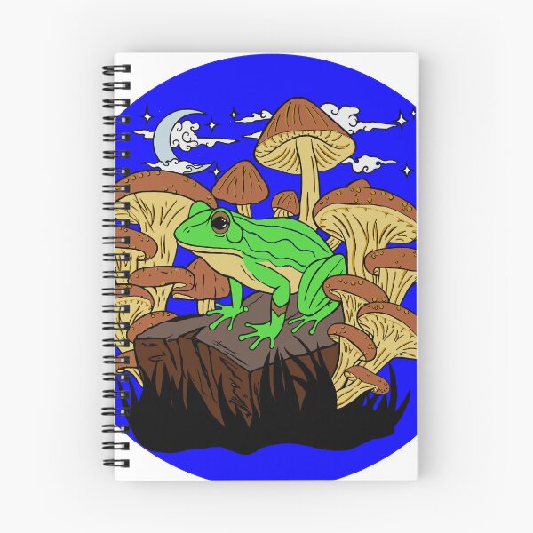 Item preview, Mushroom Frog Under the Moon Blue Background designed and sold by Silverwolf144.