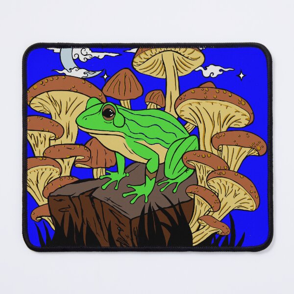 Item preview, Mushroom Frog Under the Moon Blue Background designed and sold by Silverwolf144.