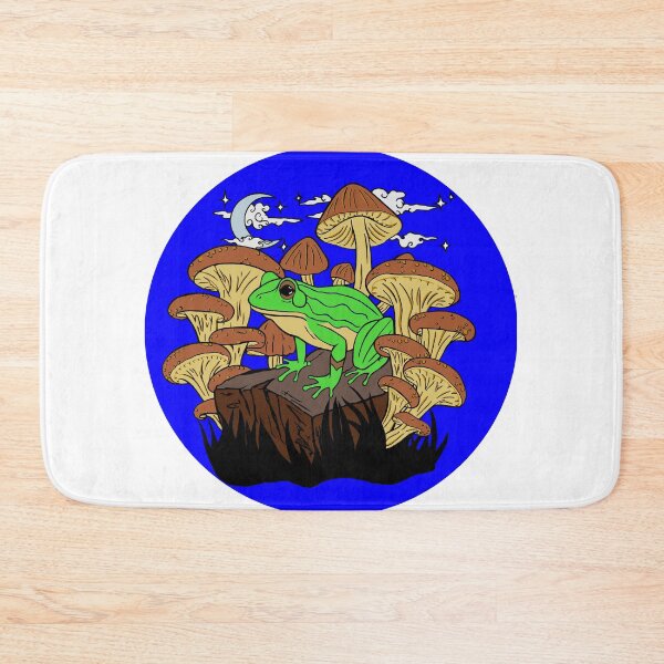Item preview, Mushroom Frog Under the Moon Blue Background designed and sold by Silverwolf144.