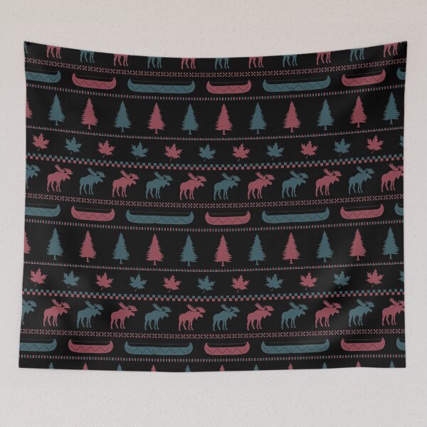 Item preview, Cabincore Moose Stripes in Black + Brick + Pine designed and sold by YesterdayColl.