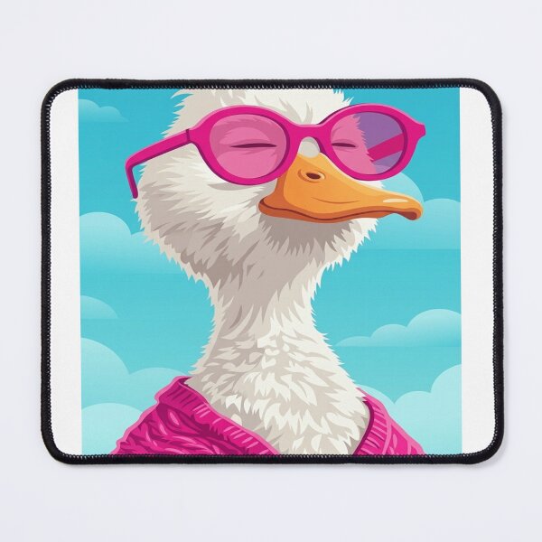 Item preview, Cute Smiling Vector Duck Wearing Pink Glasses & Magenta Cardigan Sweater designed and sold by NostalgiaPop77.
