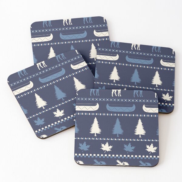 Item preview, Cabincore Moose Stripes in Blue + Navy + Cream designed and sold by YesterdayColl.