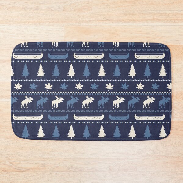 Item preview, Cabincore Moose Stripes in Blue + Navy + Cream designed and sold by YesterdayColl.