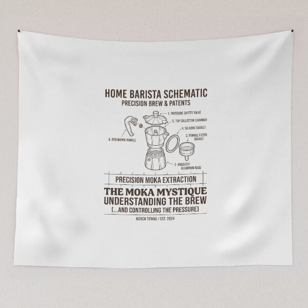 Item preview, Home Barista Schematic - Vintage Moka Pot Patent & Coffee Art designed and sold by PhotoArtMC.