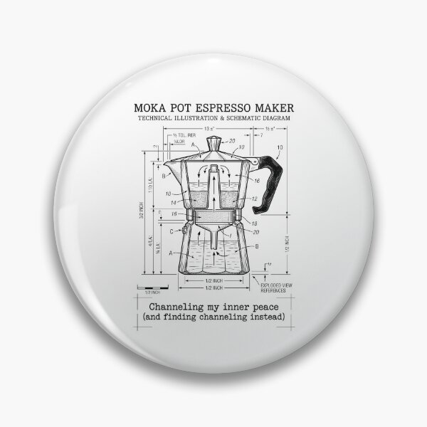 Item preview, Moka Pot Blueprint - Technical Coffee Diagram & Espresso Humor designed and sold by PhotoArtMC.