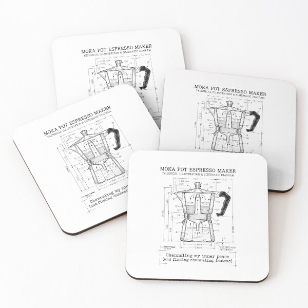 Item preview, Moka Pot Blueprint - Technical Coffee Diagram & Espresso Humor designed and sold by PhotoArtMC.