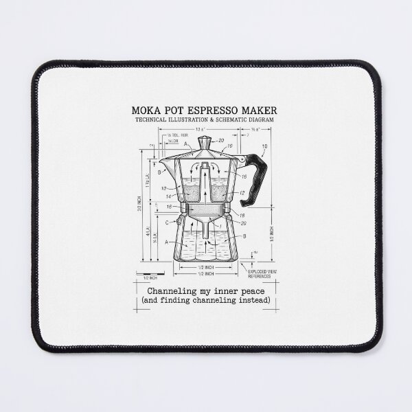 Item preview, Moka Pot Blueprint - Technical Coffee Diagram & Espresso Humor designed and sold by PhotoArtMC.