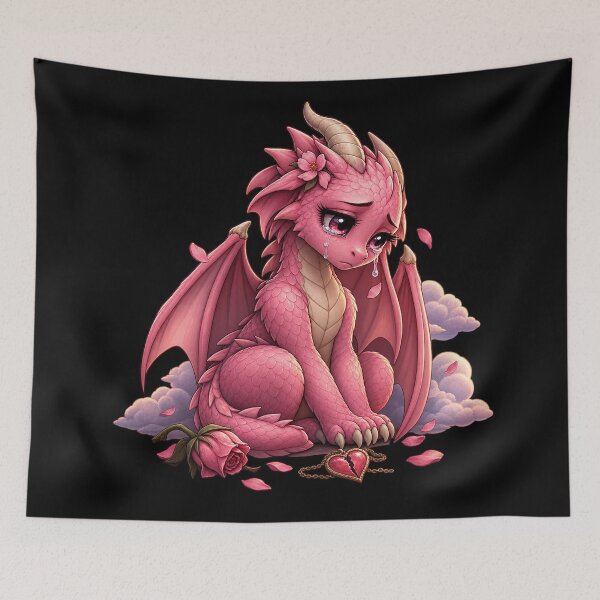 Item preview, A sad pink dragon, an emotional fantasy dragon. designed and sold by Ach&Koor.