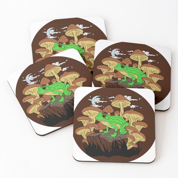 Item preview, Mushroom Frog Under the Moon Brown Background designed and sold by Silverwolf144.