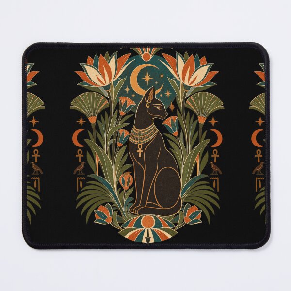 Item preview, Egyptian Night Garden – Retro Egyptian Cat & Lotus Vintage Botanical Art designed and sold by AnadAA.