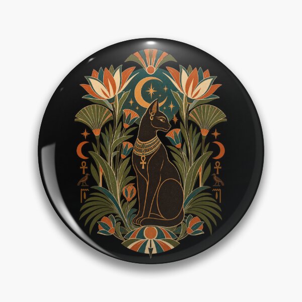 Item preview, Egyptian Night Garden – Retro Egyptian Cat & Lotus Vintage Botanical Art designed and sold by AnadAA.