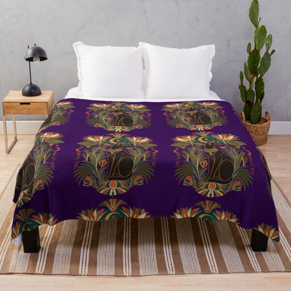Item preview, Egyptian Night Garden – Retro Egyptian Cat & Lotus Vintage Botanical Art designed and sold by AnadAA.