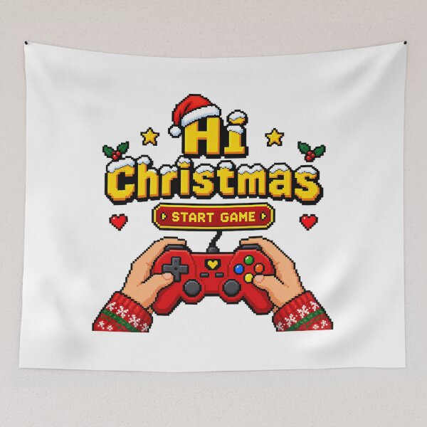 Item preview, Hi Christmas Start Game 8-Bit Gamer Christmas Pixel Art designed and sold by HoMya.