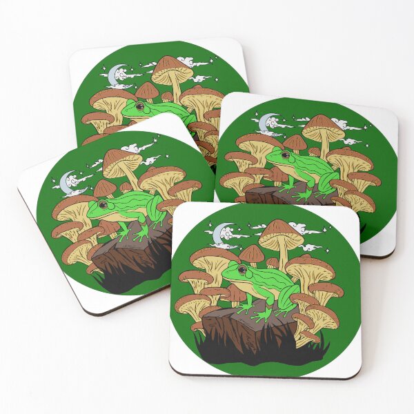 Item preview, Mushroom Frog Under the Moon Green Background designed and sold by Silverwolf144.