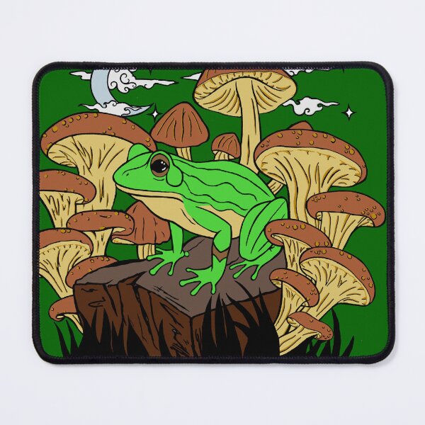 Item preview, Mushroom Frog Under the Moon Green Background designed and sold by Silverwolf144.