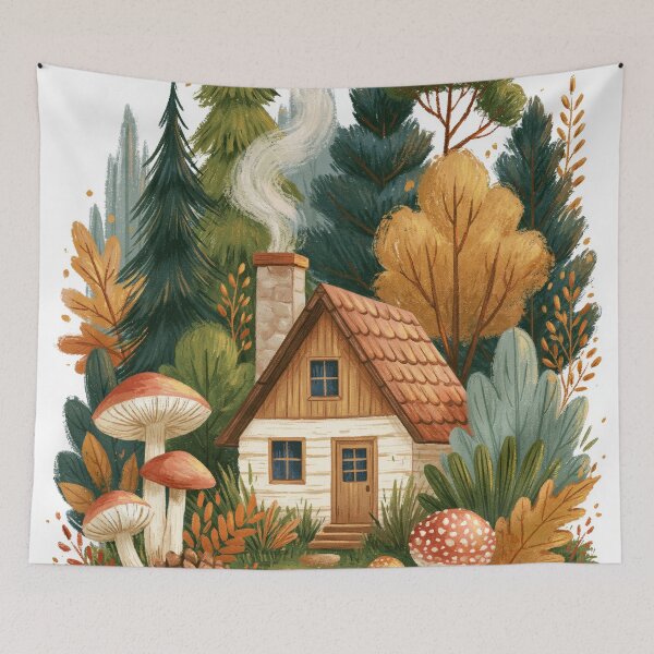 Item preview, Fairytale Cabin in Autumn Forest designed and sold by scicilysimonee.