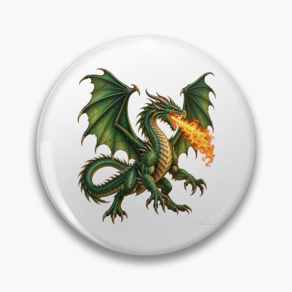 Aperçu de l'œuvre Le dragon vert cracheur de feu créée et vendue par BlingandGifts.