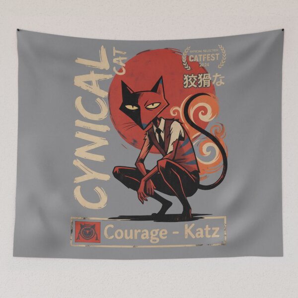 Item preview, Cynical Cat Katz Retro Film Poster Cartoon Villain Art designed and sold by CuteKats.