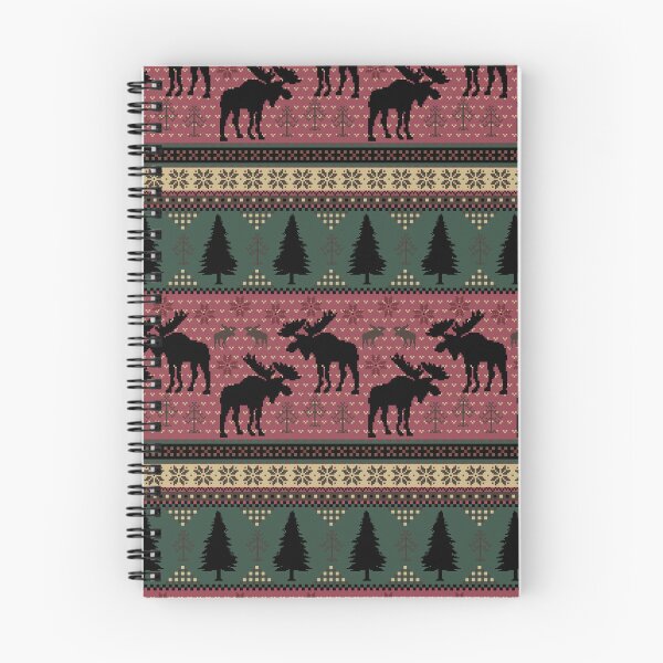 Item preview, Cabincore Moose + Pine Fairisle Stripes in Red Green Black + Buckskin designed and sold by YesterdayColl.