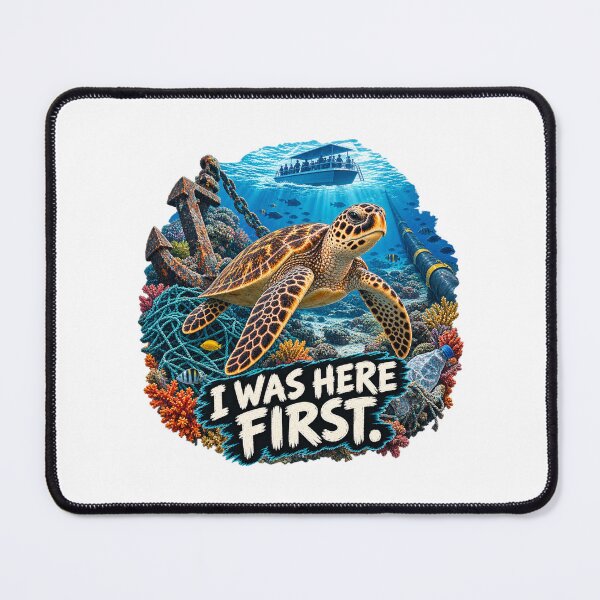Item preview, I Was Here First – Hawksbill Turtle Ocean Conservation designed and sold by Animal Puns.