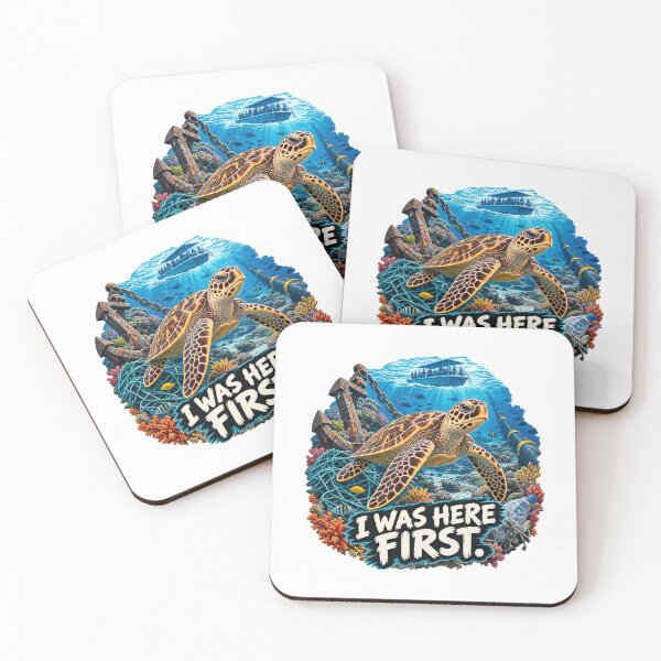 Item preview, I Was Here First – Hawksbill Turtle Ocean Conservation designed and sold by Animal Puns.
