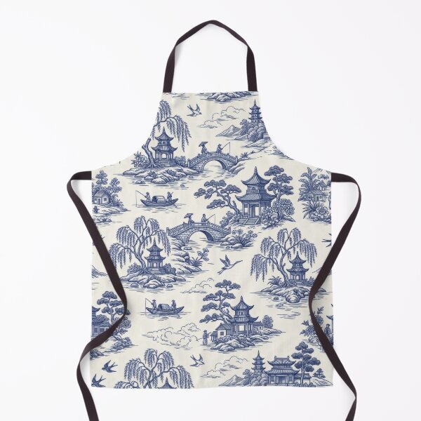 Item preview, Blue Willow White Landscape Outdoor Bridge Birds Neoclasical Jasperware chinoiserie inspired by Qing Dynasty China designed and sold by TheTimeTaxi.