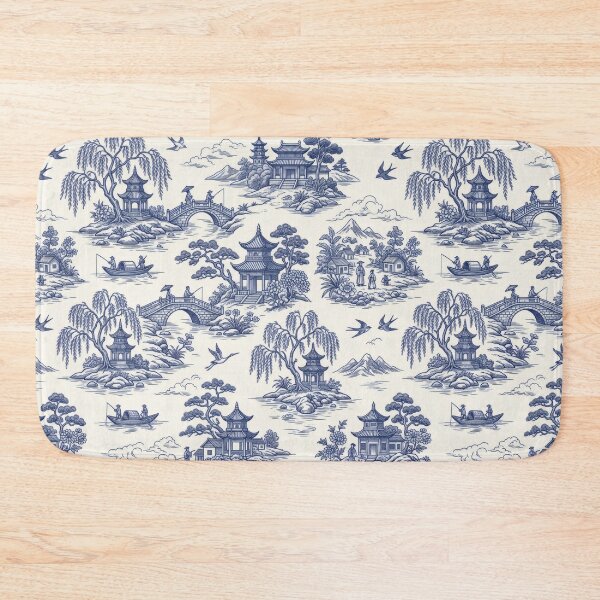 Item preview, Blue Willow White Landscape Outdoor Bridge Birds Neoclasical Jasperware chinoiserie inspired by Qing Dynasty China designed and sold by TheTimeTaxi.