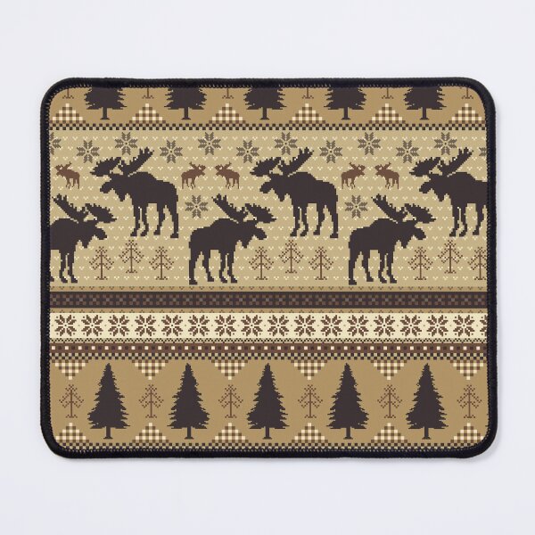 Item preview, Cabincore Moose + Pine Fairisle Stripes in Tonal Tan and Brown designed and sold by YesterdayColl.