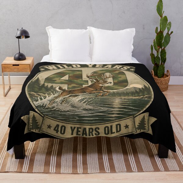 Item preview, Wild Years 40 Years Old 40th Birthday Deer Outdoors Retro Gifts designed and sold by LeSoniPapaPrint.